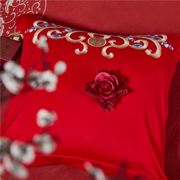 91家纺网 家纺一手货源 找家纺 2025新款婚庆磨毛四件套多件套 龙凤子孙-粉