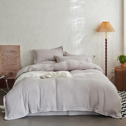 91家纺网 家纺一手货源 找家纺 风向标2022新款40s华夫格水洗棉四件套 华夫格-艾玉灰