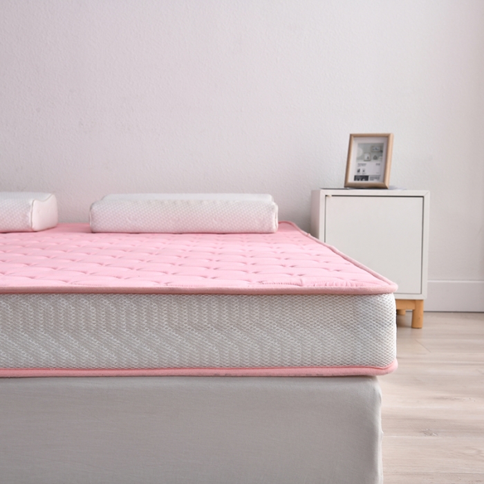 91家纺网 家纺一手货源 找家纺 鑫钰  2023新款A类全棉抗菌记忆高回弹加厚立体床垫 粉色