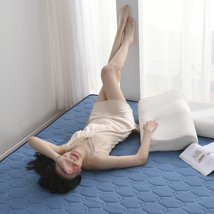 91家纺网 家纺一手货源 找家纺 鑫钰  2023新款A类全棉抗菌记忆高回弹加厚立体床垫 蓝色