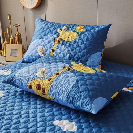 富华家纺 2024年新款夹棉防水枕套（对装） 长颈鹿-蓝
