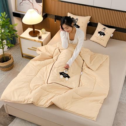 91家纺网 家纺一手货源 找家纺 (总）2022帽子熊毛巾绣四季款抱枕被