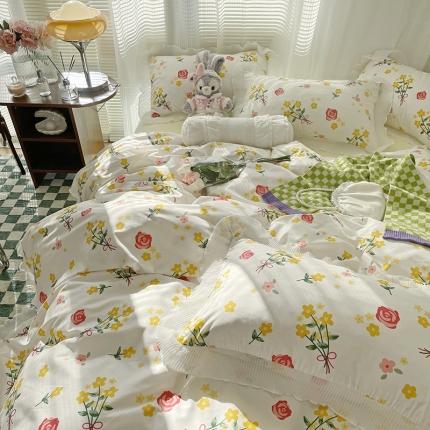 91家纺网 家纺一手货源 找家纺 （总）花伞 2022年新款韩版温柔小碎花木耳锦棉四件套系列