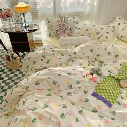 91家纺网 家纺一手货源 找家纺 （总）花伞 2022年新款韩版温柔小碎花木耳锦棉四件套系列