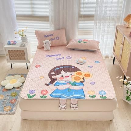 沐慕 2022新款工艺款大版乳胶凉席 花花女孩-粉