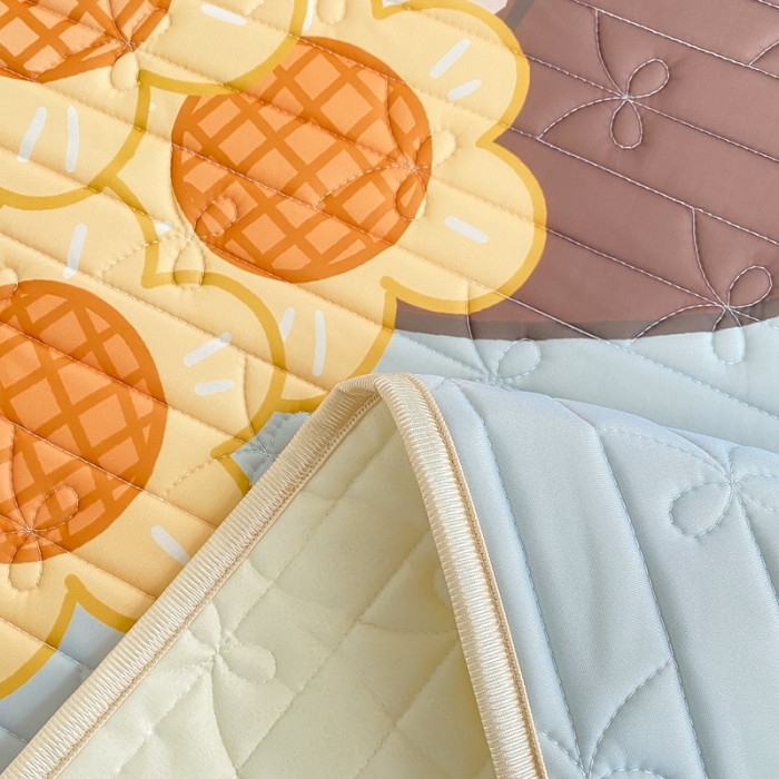 91家纺网 家纺一手货源 找家纺 沐慕 2022新款工艺款大版乳胶凉席 花花女孩-蓝