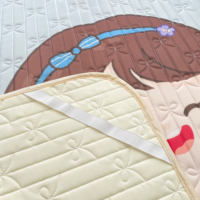 91家纺网 家纺一手货源 找家纺 沐慕 2022新款工艺款大版乳胶凉席 花花女孩-蓝