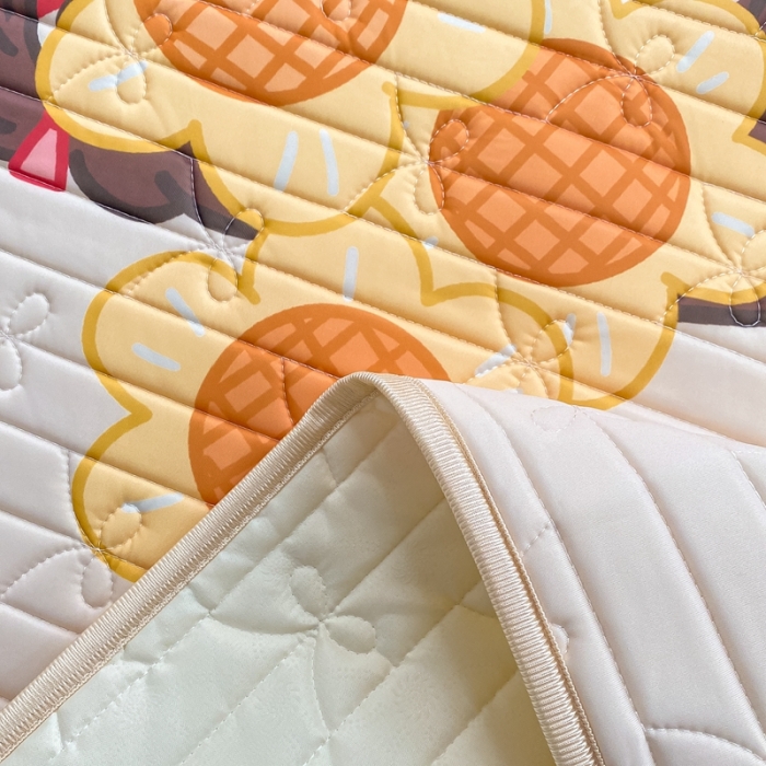 91家纺网 家纺一手货源 找家纺 沐慕 2022新款工艺款大版乳胶凉席 花花女孩-米