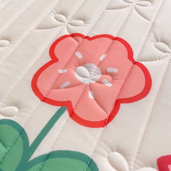 91家纺网 家纺一手货源 找家纺 沐慕 2022新款工艺款大版乳胶凉席 花花女孩-米