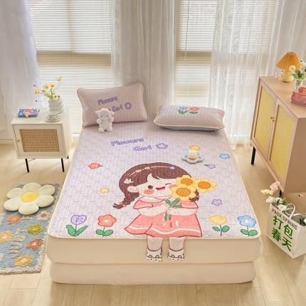 沐慕 2022新款工艺款大版乳胶凉席 花花女孩-紫