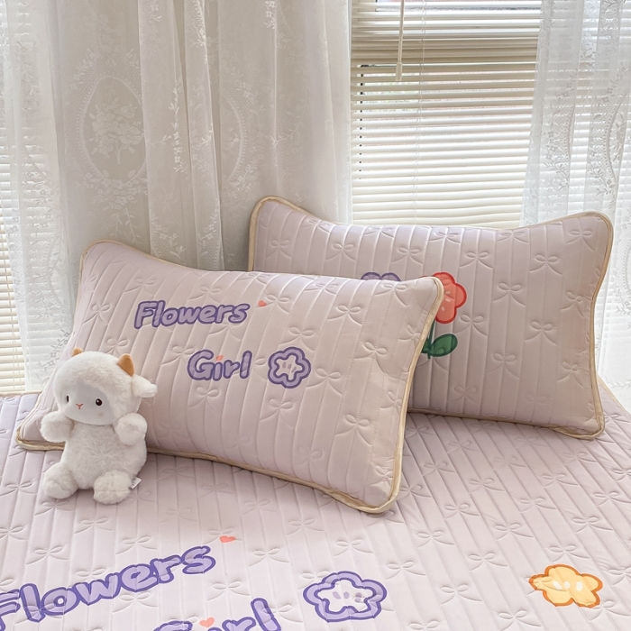 91家纺网 家纺一手货源 找家纺 沐慕 2022新款工艺款大版乳胶凉席 花花女孩-紫