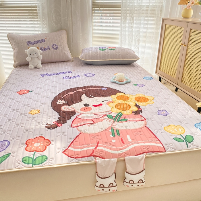 91家纺网 家纺一手货源 找家纺 沐慕 2022新款工艺款大版乳胶凉席 花花女孩-紫