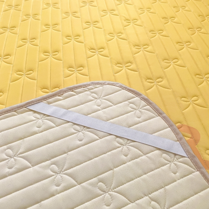 91家纺网 家纺一手货源 找家纺 沐慕 2022新款工艺款大版乳胶凉席 柿柿好鸭-黄