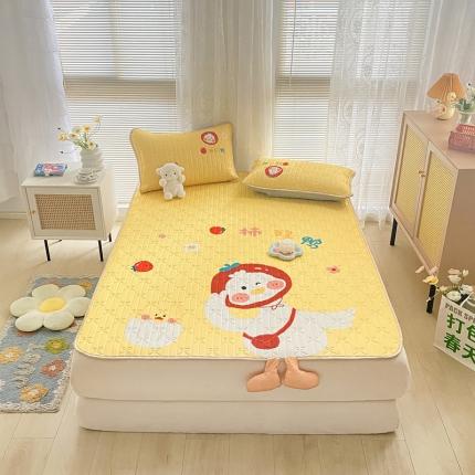 沐慕 2022新款工艺款大版乳胶凉席 柿柿好鸭-黄