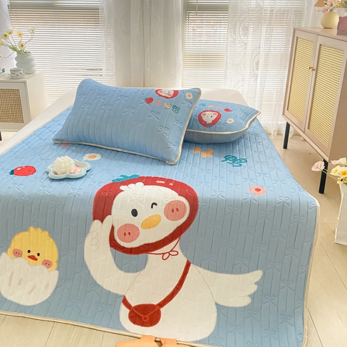 91家纺网 家纺一手货源 找家纺 沐慕 2022新款工艺款大版乳胶凉席 柿柿好鸭-蓝