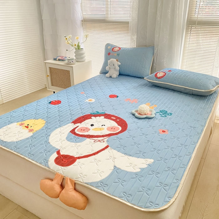 91家纺网 家纺一手货源 找家纺 沐慕 2022新款工艺款大版乳胶凉席 柿柿好鸭-蓝