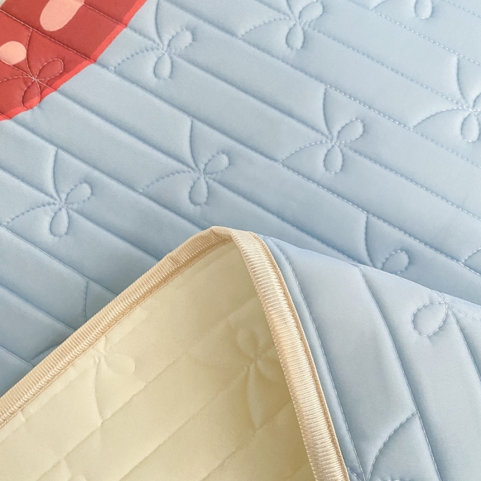 91家纺网 家纺一手货源 找家纺 沐慕 2022新款工艺款大版乳胶凉席 柿柿好鸭-蓝