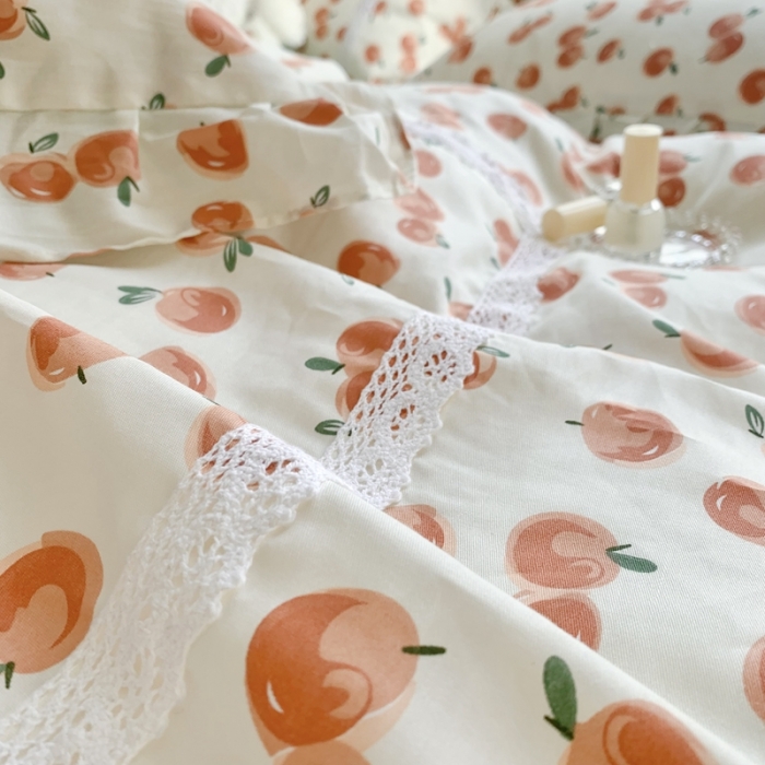 91家纺网 家纺一手货源 找家纺 眠屿 2022新款全棉小碎花法式花边四件套 硕果