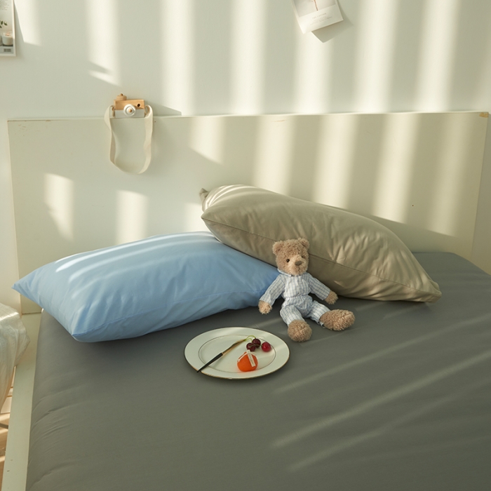 91家纺网 家纺一手货源 找家纺 潮邦 2025春夏纯色混拼全棉四件套 柠檬黄