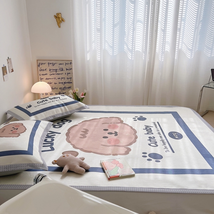 91家纺网 家纺一手货源 找家纺 川悦生活 2022新款宽边冰丝席实拍 百事旺旺