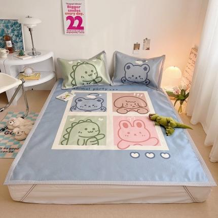 91家纺网 家纺一手货源 找家纺 川悦生活 2022新款宽边冰丝席实拍 动物园记