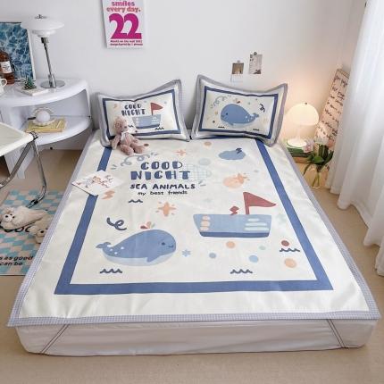 91家纺网 家纺一手货源 找家纺 川悦生活 2022新款宽边冰丝席实拍 海洋物语