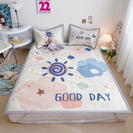 91家纺网 家纺一手货源 找家纺 川悦生活 2022新款宽边冰丝席实拍 阳光夏日