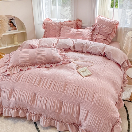 91家纺网 家纺一手货源 找家纺 （总）吾诺 2022 美美公主泡泡纱四件套 韩式韩版小清新