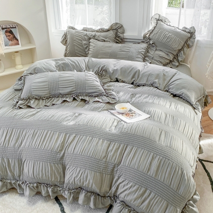 91家纺网 家纺一手货源 找家纺 （总）吾诺 2022 美美公主泡泡纱四件套 韩式韩版小清新