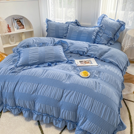 91家纺网 家纺一手货源 找家纺 （总）吾诺 2022 美美公主泡泡纱四件套 韩式韩版小清新