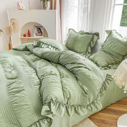 91家纺网 家纺一手货源 找家纺 （总）吾诺 2022 美美公主泡泡纱四件套 韩式韩版小清新