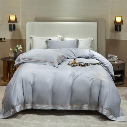 91家纺网 家纺一手货源 找家纺 2023名品优仓春夏直播爆款天丝棉四件套 慕尚-时尚灰