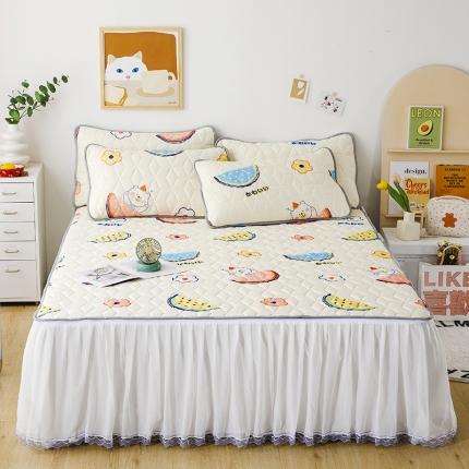 91家纺网 家纺一手货源 找家纺 （总）纽缦家纺 2022新款卡通菱形格床单床裙系列