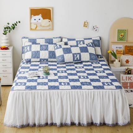 91家纺网 家纺一手货源 找家纺 （总）纽缦家纺 2022新款卡通菱形格床单床裙系列