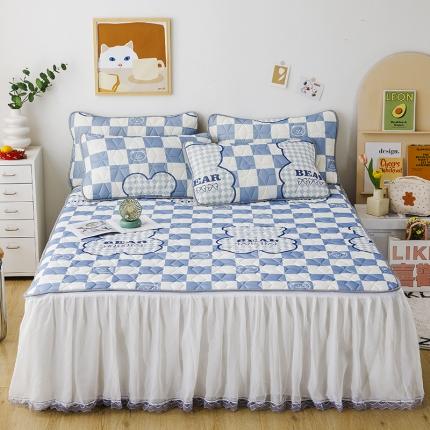 91家纺网 家纺一手货源 找家纺 （总）纽缦家纺 2022新款卡通菱形格床单床裙系列