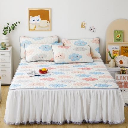 91家纺网 家纺一手货源 找家纺 （总）纽缦家纺 2022新款卡通菱形格床单床裙系列