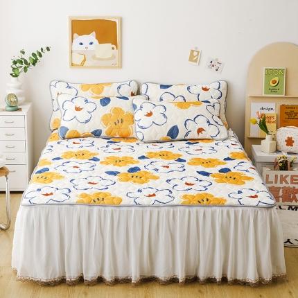 纽缦家纺 2022新款卡通菱形格床单床裙系列 初夏