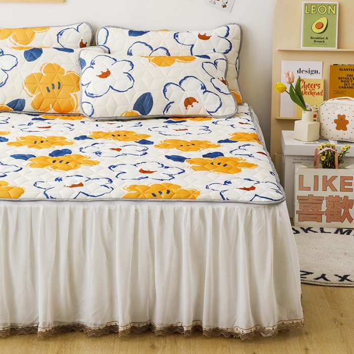 91家纺网 家纺一手货源 找家纺 纽缦家纺 2022新款卡通菱形格床单床裙系列 初夏