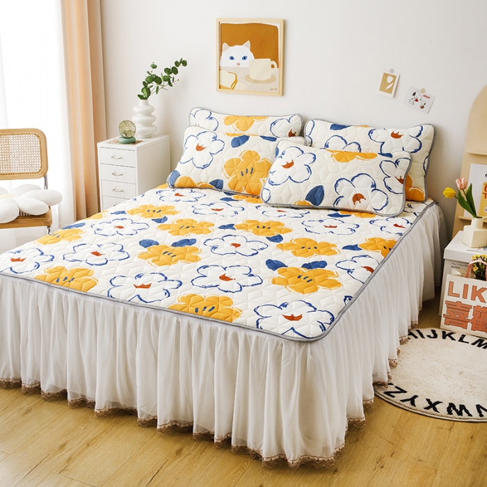 91家纺网 家纺一手货源 找家纺 纽缦家纺 2022新款卡通菱形格床单床裙系列 初夏