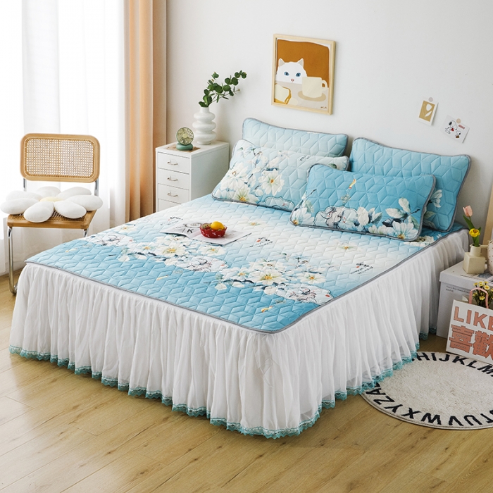 91家纺网 家纺一手货源 找家纺 纽缦家纺 2022新款卡通菱形格床单床裙系列 芬芳