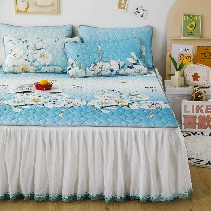 91家纺网 家纺一手货源 找家纺 纽缦家纺 2022新款卡通菱形格床单床裙系列 芬芳