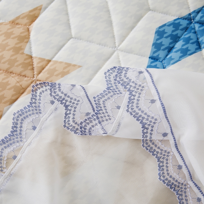 91家纺网 家纺一手货源 找家纺 纽缦家纺 2022新款卡通菱形格床单床裙系列 千鸟格