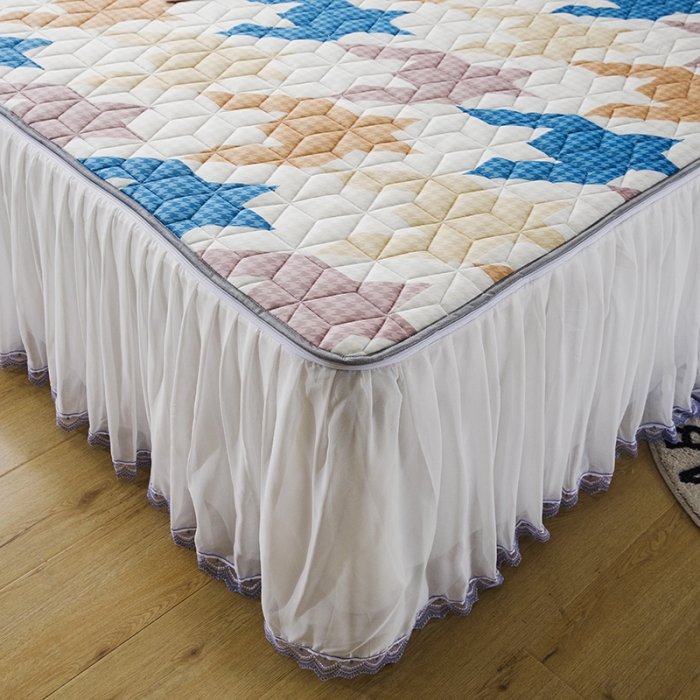 91家纺网 家纺一手货源 找家纺 纽缦家纺 2022新款卡通菱形格床单床裙系列 千鸟格