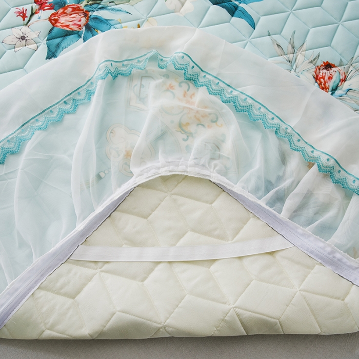 91家纺网 家纺一手货源 找家纺 纽缦家纺 2022新款卡通菱形格床单床裙系列 如梦