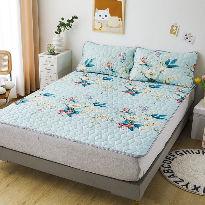 91家纺网 家纺一手货源 找家纺 纽缦家纺 2022新款卡通菱形格床单床裙系列 如梦