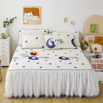 纽缦家纺 2022新款卡通菱形格床单床裙系列 兔小月