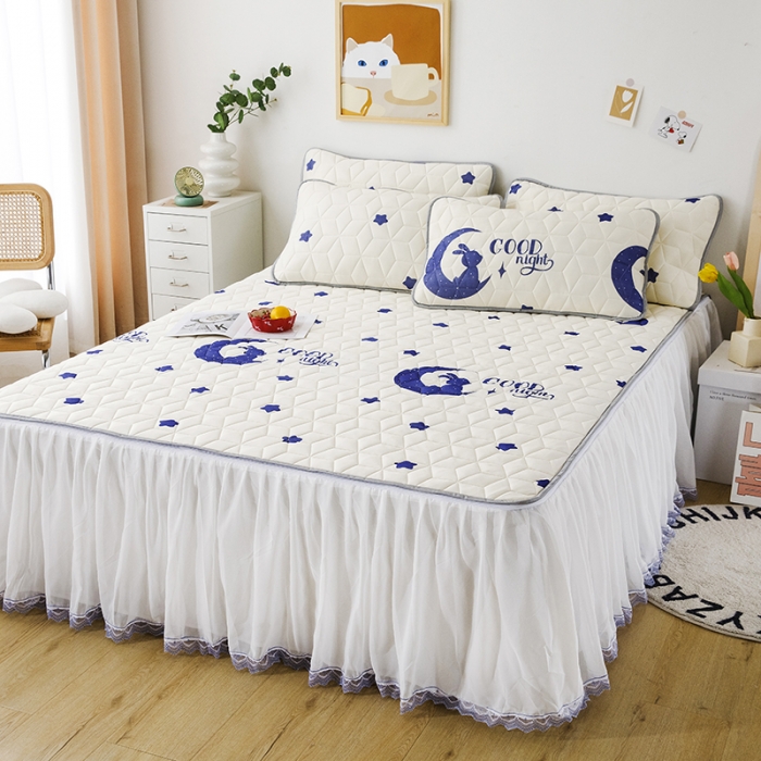 91家纺网 家纺一手货源 找家纺 纽缦家纺 2022新款卡通菱形格床单床裙系列 兔小月