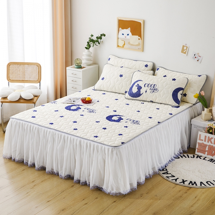 91家纺网 家纺一手货源 找家纺 纽缦家纺 2022新款卡通菱形格床单床裙系列 兔小月