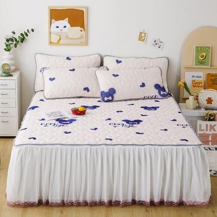 纽缦家纺 2022新款卡通菱形格床单床裙系列 晚安米奇