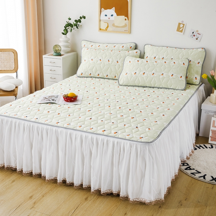 91家纺网 家纺一手货源 找家纺 纽缦家纺 2022新款卡通菱形格床单床裙系列 小菠萝